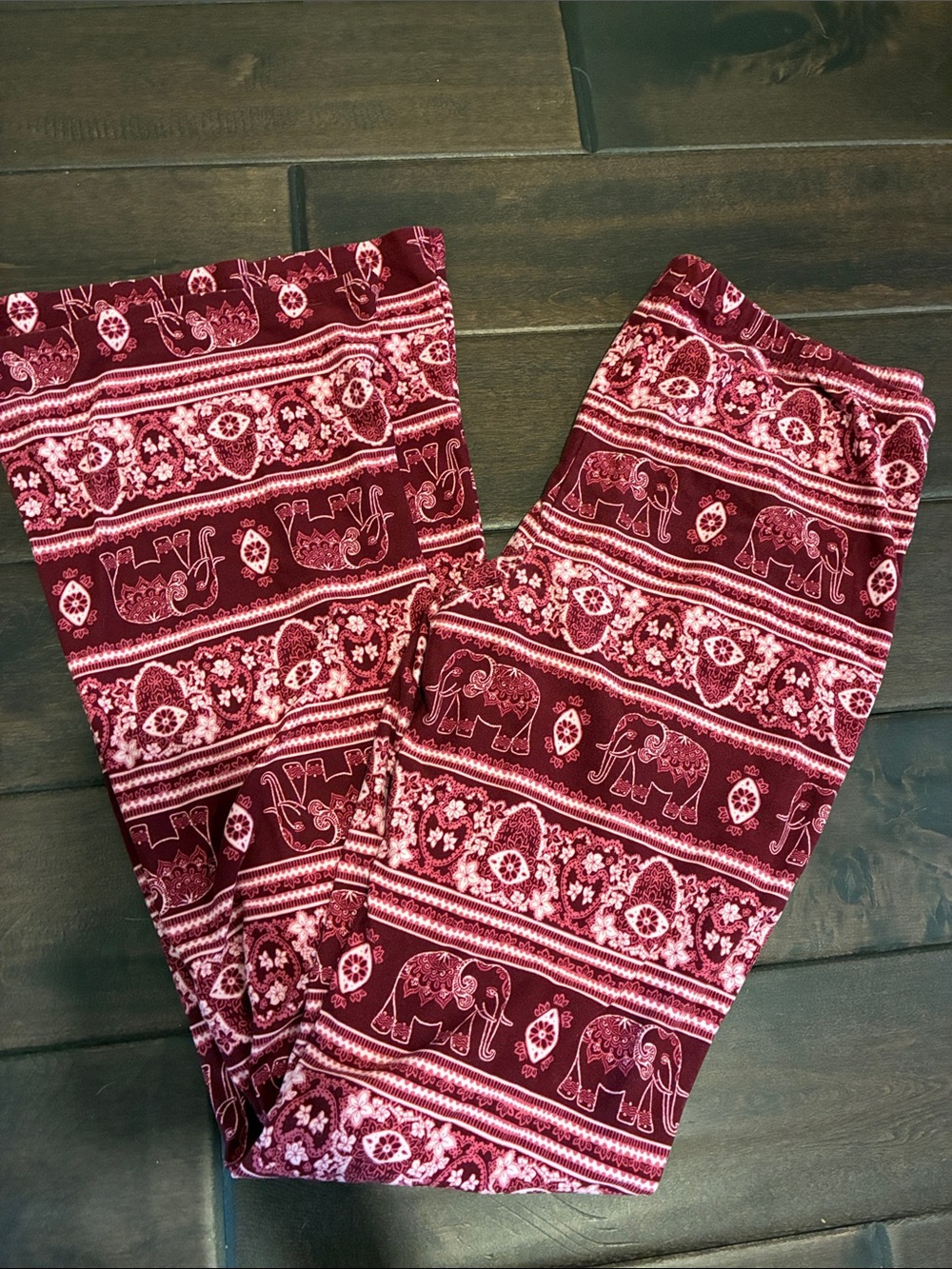 Pink Republic Maroon Elephant & Floral Print Flare Pants